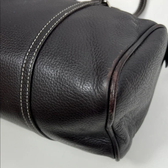 Dooney & Bourke Deep Dark Brown Pebbled Leather Barrel Shoulder Bag - Picture 7 of 16